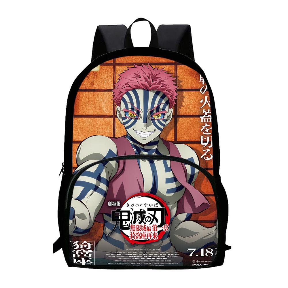 Japonské kreslené komiksy Demon Slayer: Kimetsu no Yaiba - Oblouk Nekonečného hradu Dětský batoh Velkokapacitní batoh s kapsou na zip 0015