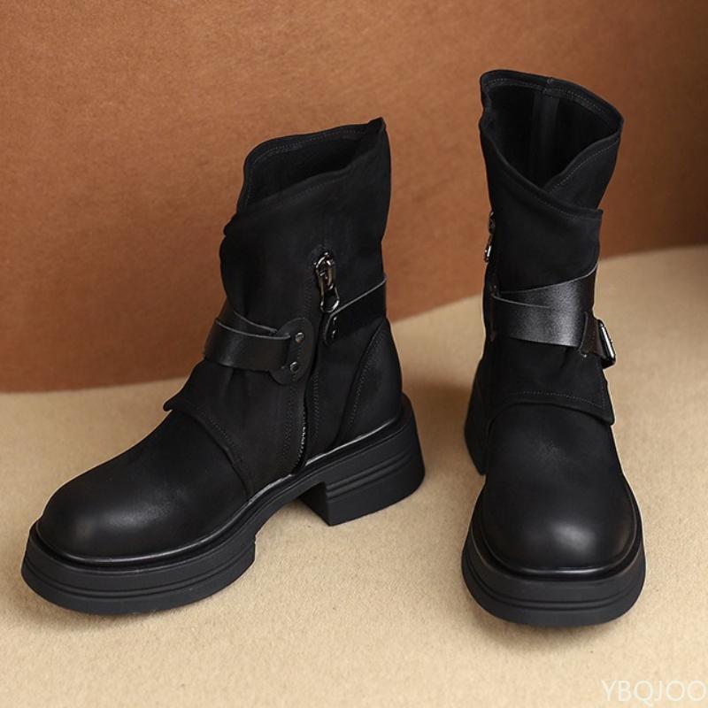 Fashion Small Niche Thick Soled Women's Boots Autumn Winter New Style Simple Comfortable  Retro Anti Slip Wear-resistant Short Boots