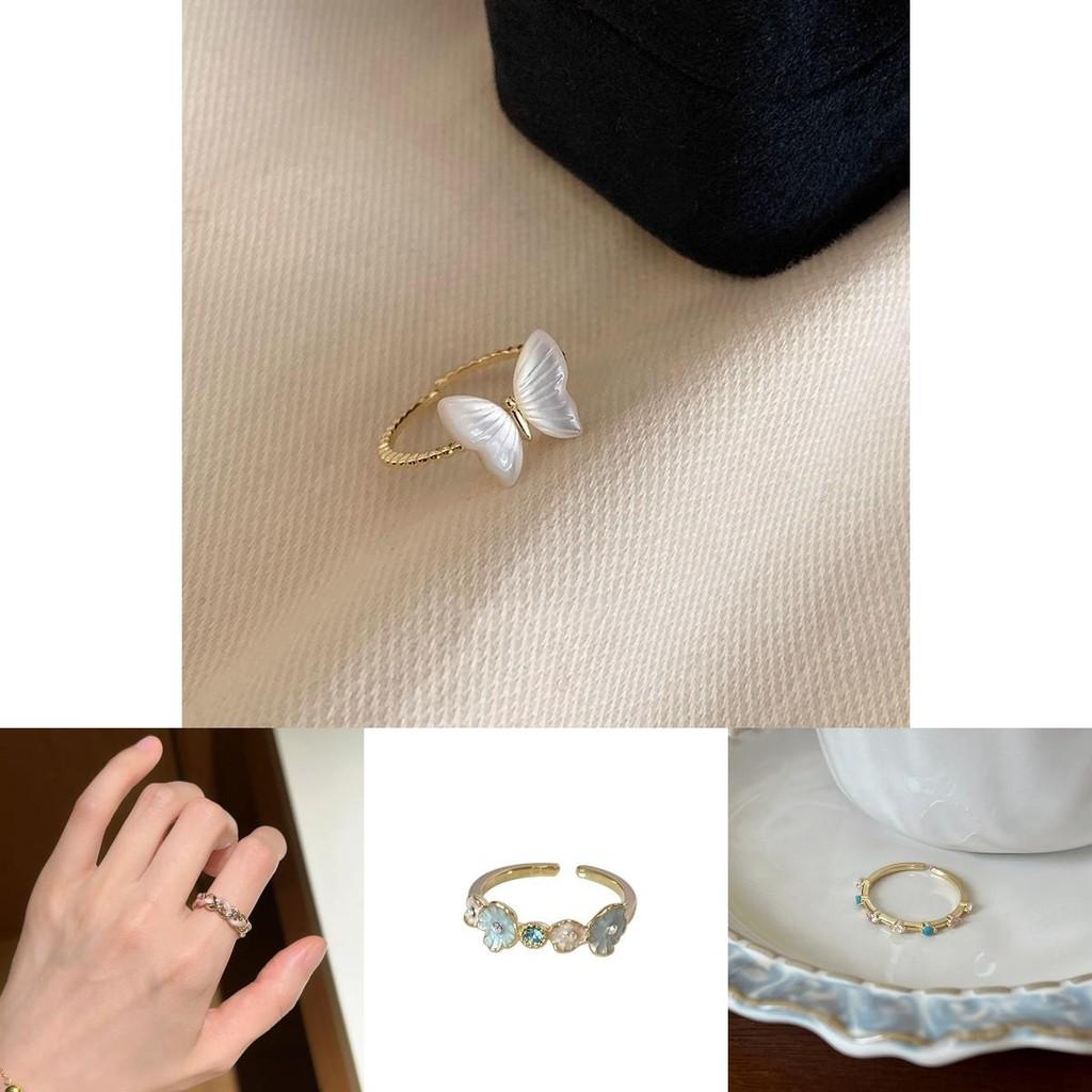 Distinctive Blue Enamel Copper Ring With Geometric Shape For Womens Fashion Style