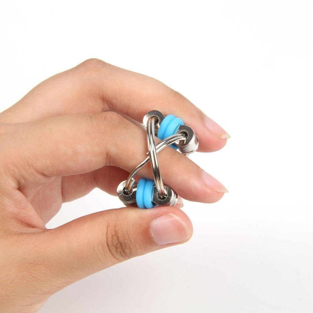 Stress Relief Metal Fidget Cube Keychain with Bicycle Chain