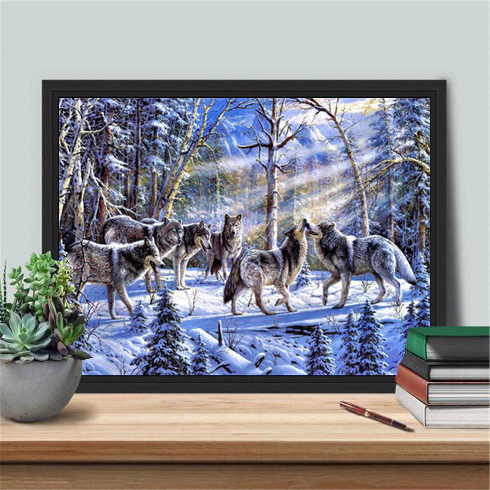 Full Diamond Embroidery Winter Kit 5D DIY Diamond Painting Wolf Mosaic Animal Handicraft Handmade Gift