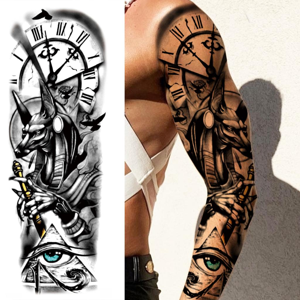 1 Blatt Stammestotem Vollarm Temporäre Tattoos Für Frauen Männer Fake Ärmel Maori Tattoo Aufkleber Körperkunst Zeichnung Oberschenkel Bein Groß