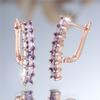 Luxury Female Purple Zircon Stone Hoop Earrings Fashion Rose Gold Color Wedding Jewelry For Women