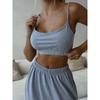 New women's fashion two-piece home wear set: strapless tank top and wide-leg pants