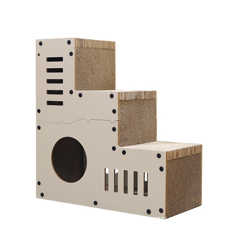 Vertical Corrugated Cat Scratcher Bed Integrated Wear‑resistant Cat House for Rest Play