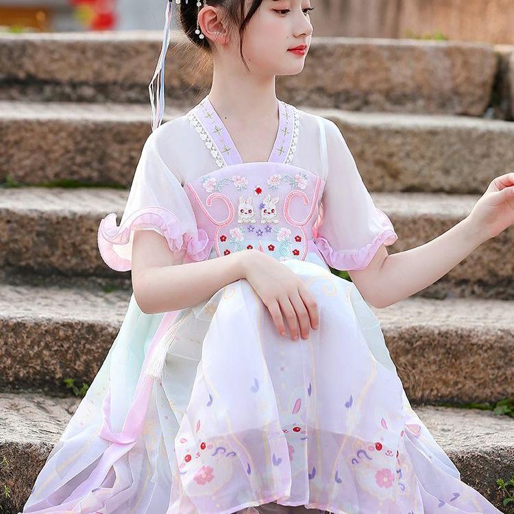 Autumn 2026 Stylish Girls' Hanfu Princess Dress - Ancient Style Children’s Skirt