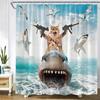 Tende da Doccia Divertenti con Dinosauri per Bambini Bianco Nero Cartone Animato Sagoma Animale da Bagno Tessuto Set Decorazione Bagno Bambino Con Ganci