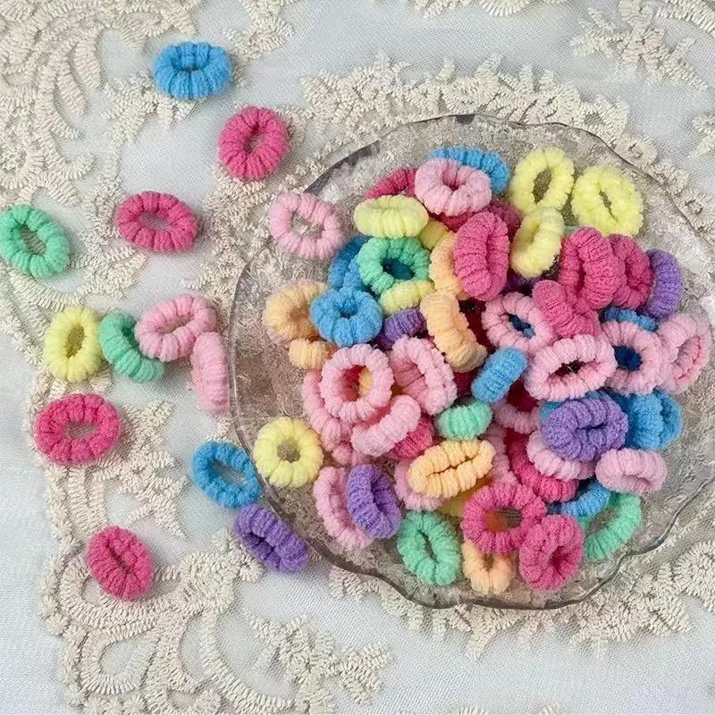 100Pcs Children Elastic Hair Bands Girls Colorful Hair Ties Ponytail Holder Rubber Bands Small Scrunchie Kids Hair Accessories