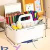 5-Stack Plastic Storage Basket with Handle - Portable Pencil Holder and Tabletop Stationery Storage Box for Back-to-School