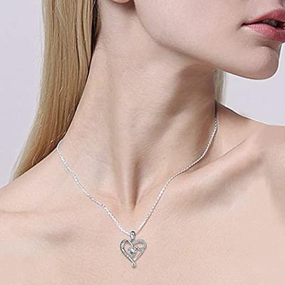 Collar Chic de Amor Huitan para Madre Color Plata Cadena de Caja Lujoso Elegante Accesorios para el Cuello de Mujer Regalo del Día de la Madre Joyería de Moda