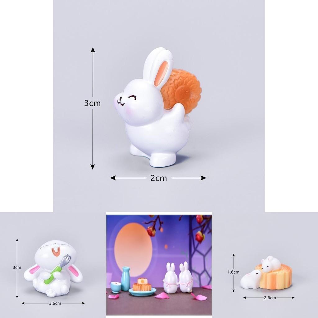 Playful Resin Rabbit Eat Mooncake Micro Landscape Decor Enhancing Festive Seasonal Displays