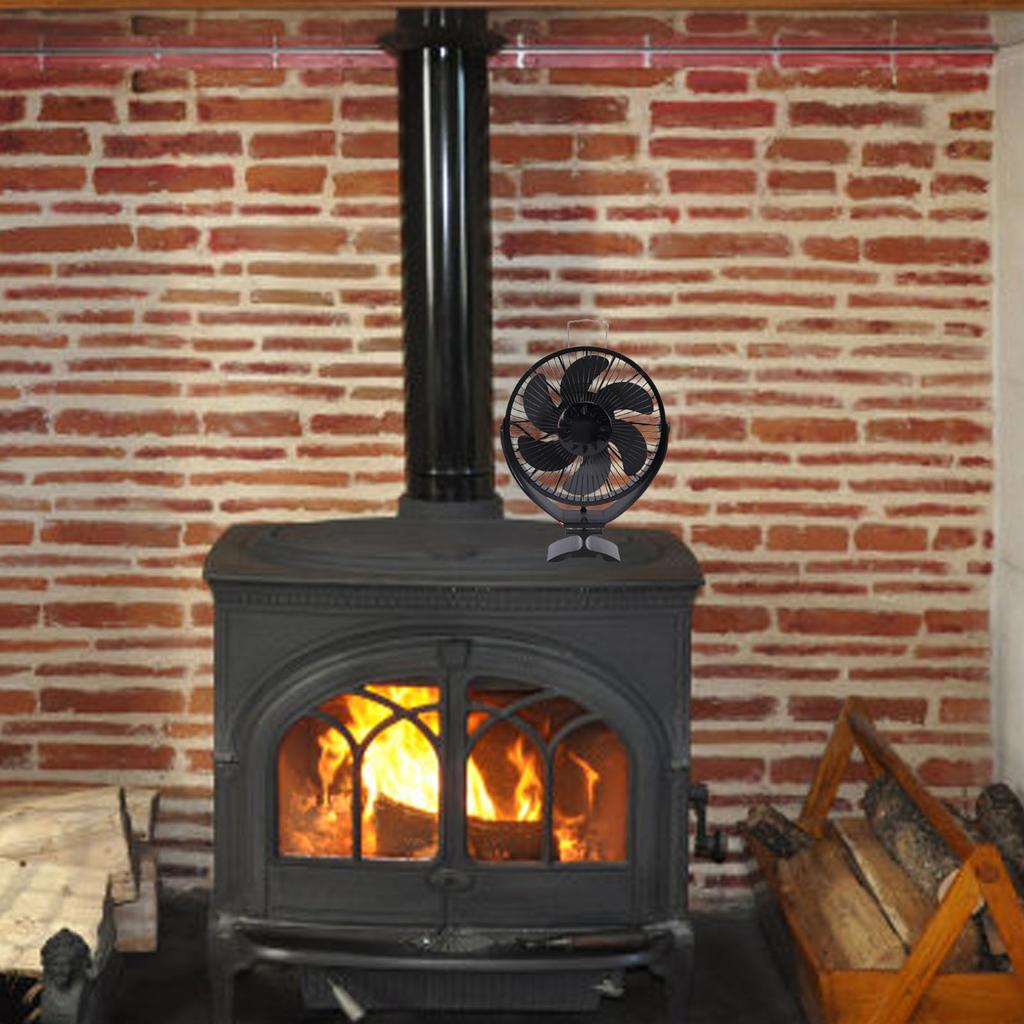 Wood Stove Fan Heat Powered Fireplace Fan with Protective Cover Aluminum Alloy Freestanding Wall Mount Manual 360 Degree Adjustment Angle