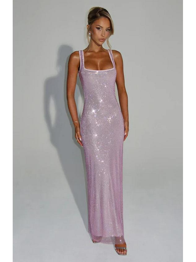 2026 European & American Summer Backless Sequin Evening Gown with Spaghetti Straps