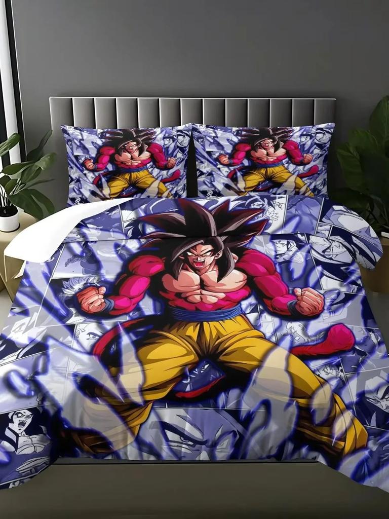 2026 Hot Sale Japanese Anime Dragon Ball Son Goku Bedding Set Quilt Cover Twin Full Bedroom Bed Decor for Teens Best Gifts