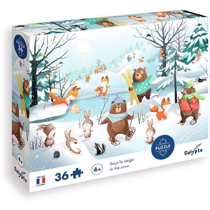 Puzzle - SENTOSPHERE - 36 pieces - Dans la neige - Toucher Soyeux - Impression 7 couleurs - Des 4 ans