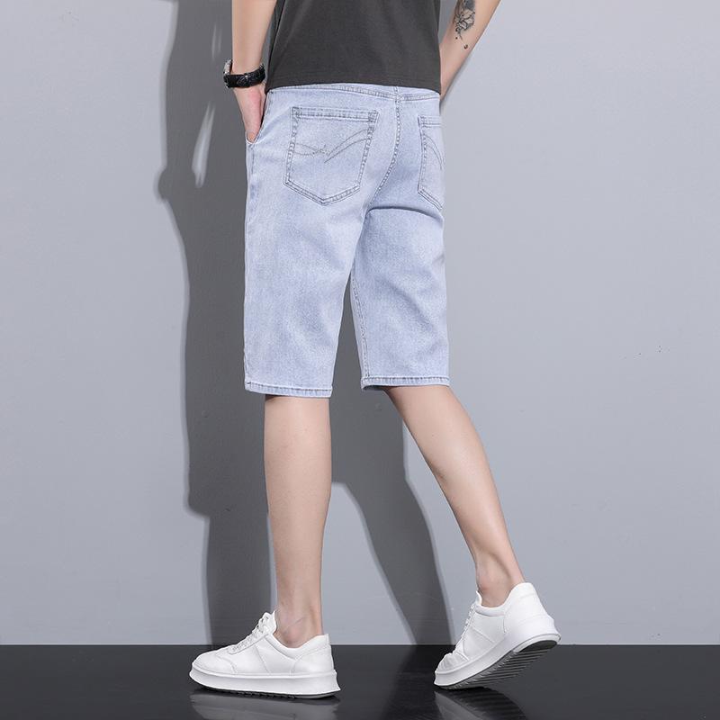 New Summer Men's Denim Cropped Pants Casual Shorts High Waist Mid-trousers