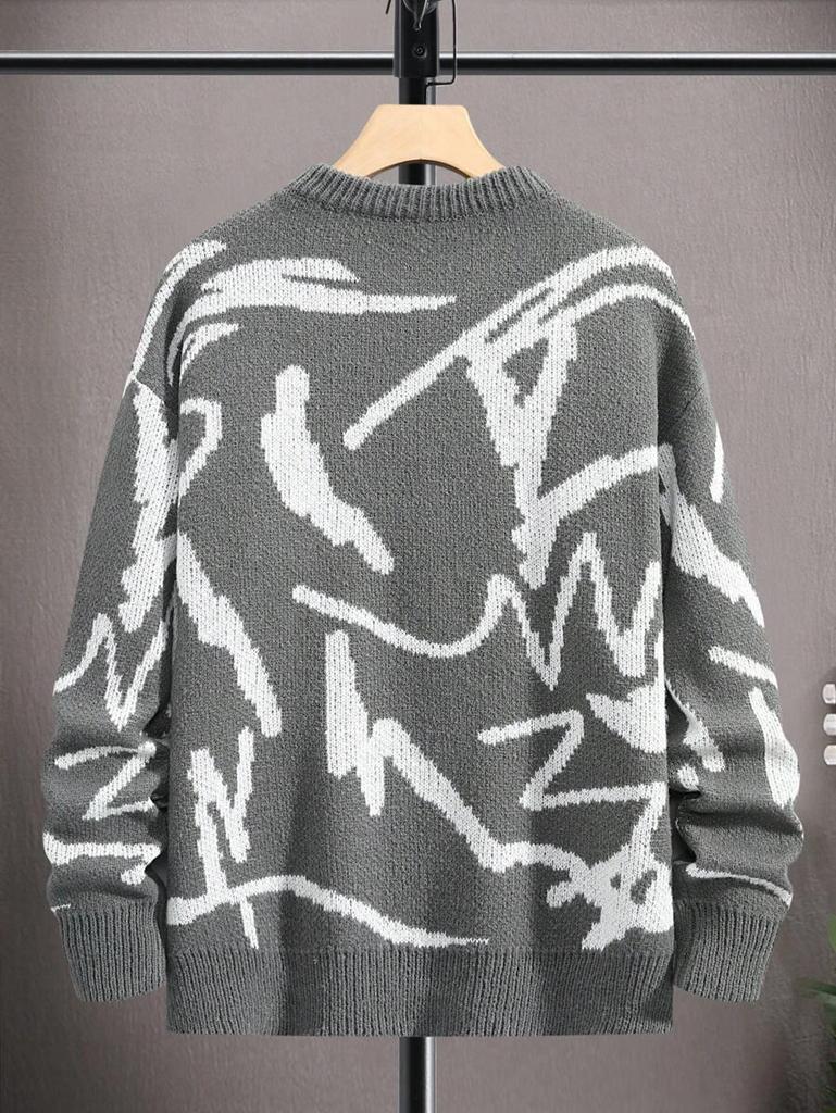 Temu Xi Yin Men's Autumn Winter Loose Knit Sweater - Round Neck, Long Sleeve, Hong Kong Style
