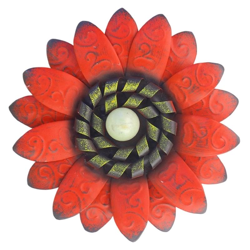 652F Rusts Resistant Metal Wall Art Multicolored Iron Sunflowers Hanging Ornament with Glowing in Dark Beads For Room Styling