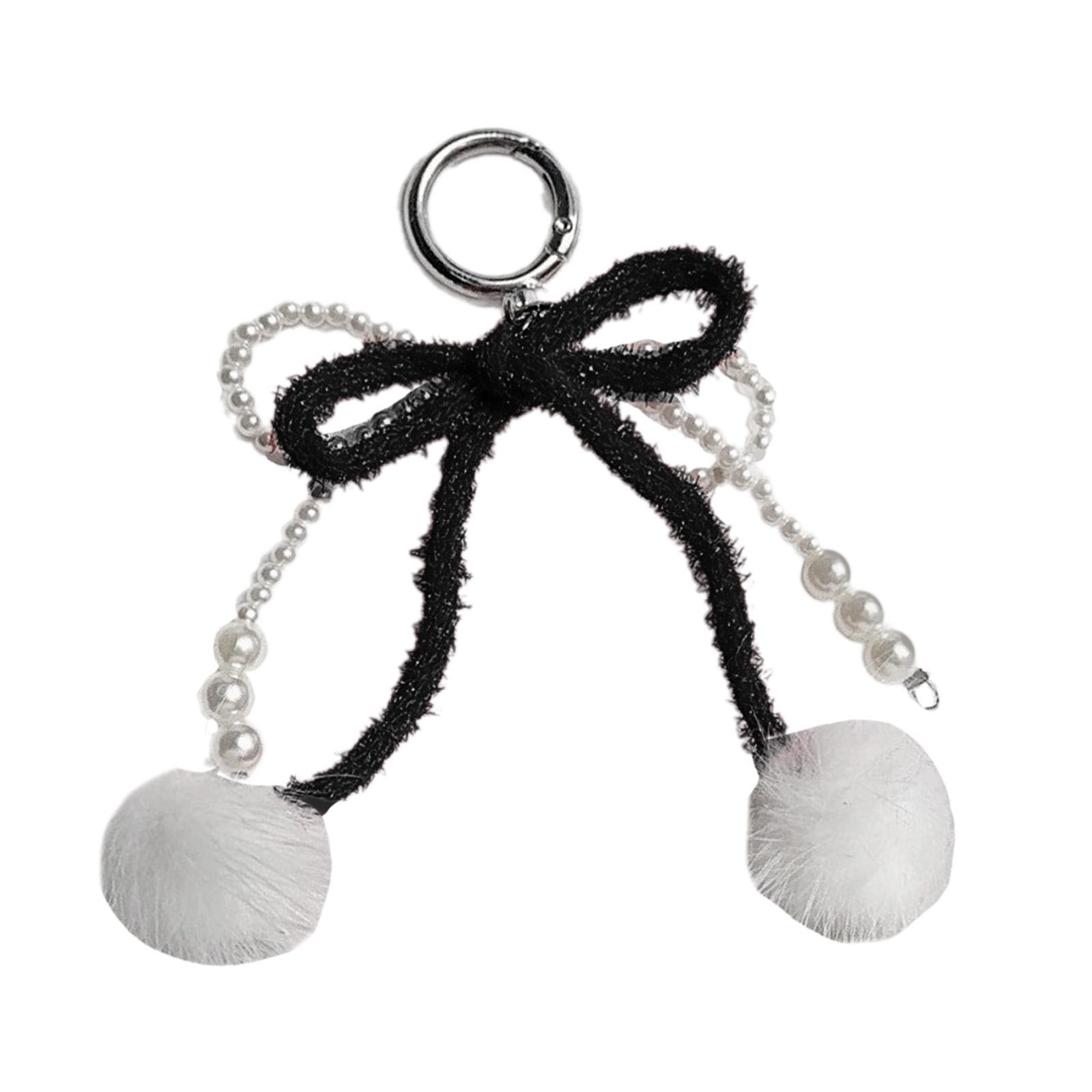 

Elegant Faux Pearls Bowknot Keychain Youthful Faux Pearls Bowknot Keychain Pendant Key Accessory for Bags and Keys чёрный