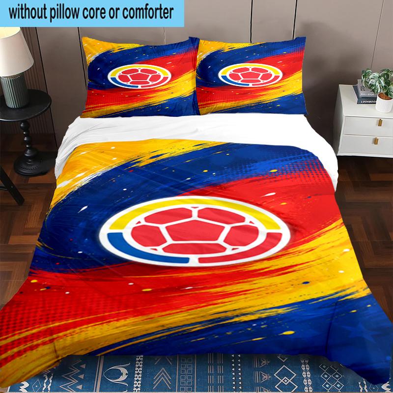 Colombian National Football Team 3PCS Bedding Set 2D Printing (Includes 1 Duvet Cover + 2 Pillowcases Coreless), Bedroom decor,Fan Gift