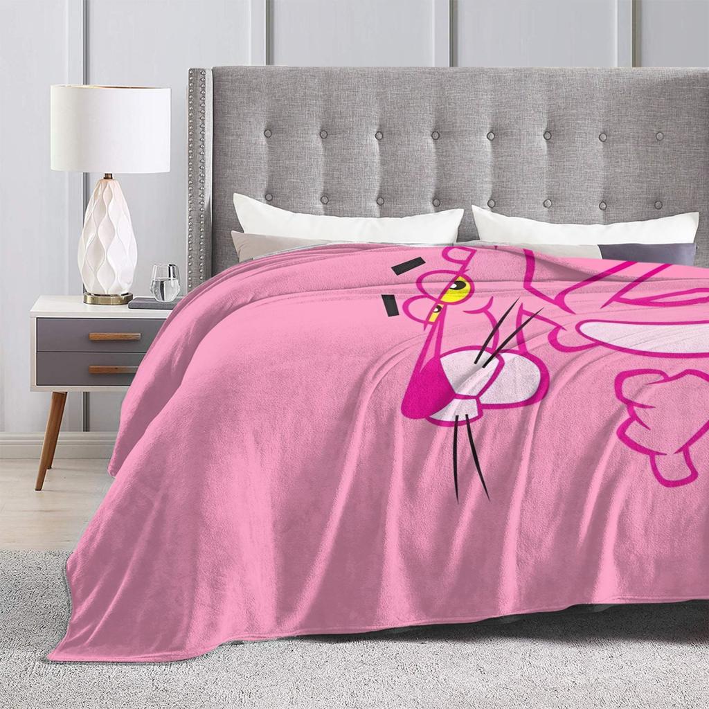Pinks Panthers Blankets Flannel Spring/Autumn Cartoon Breathable Soft Throw Blankets for Home Car Bedding Throws