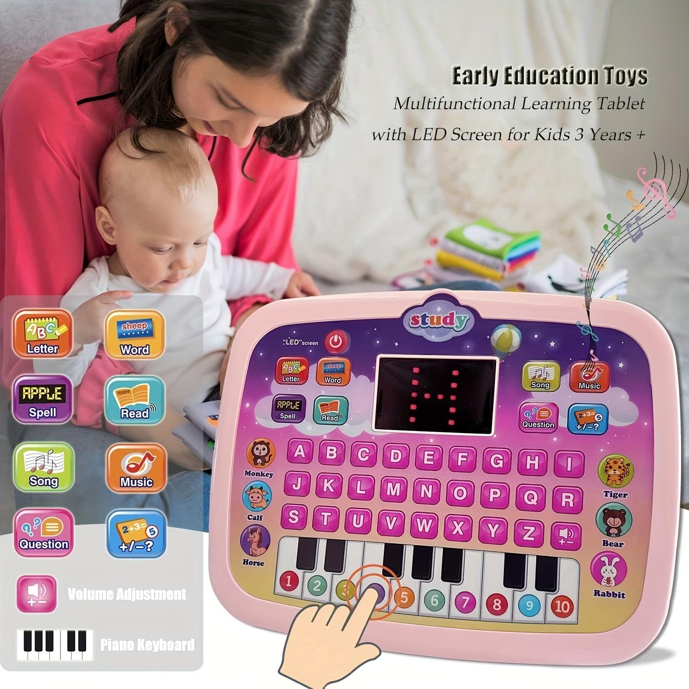 Kids Tablet Toddler Learning Mat With Led Screen Teaches Music And Math For Early Childhood Educational Electronic Toys розовый