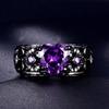 Personalized Angel Wings Four Claws Love Purple Zircon Edge Set with White Diamond Ring