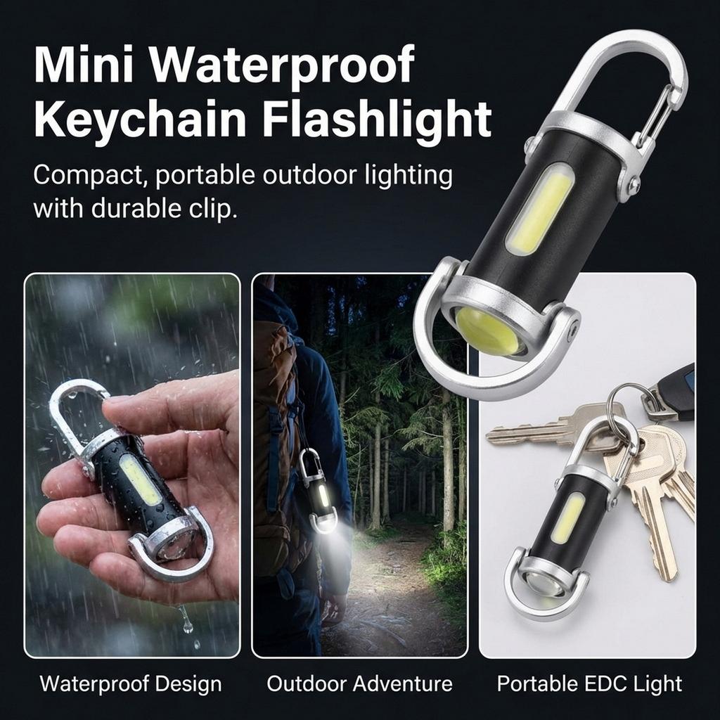 Mini Flashlight Keychain Portable Waterproof for Outdoor Camping Hiking Emergency Use Durable Plastic High-Brightness LED