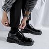 Niche square head leather shoes men ins platform derby shoes