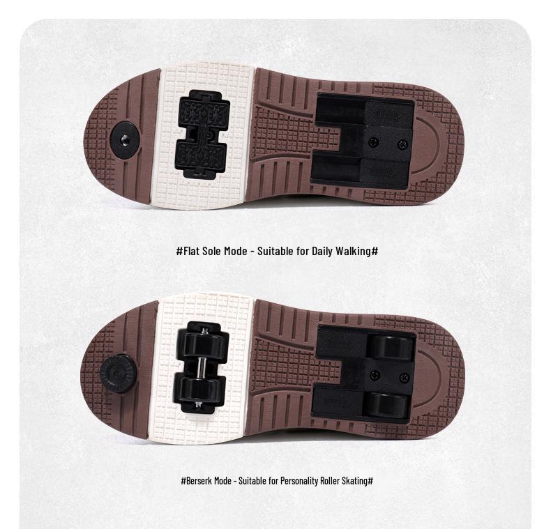 Transformable Double Roller Skates for Kids: Stylish Boys & Girls Wheeled Sneakers