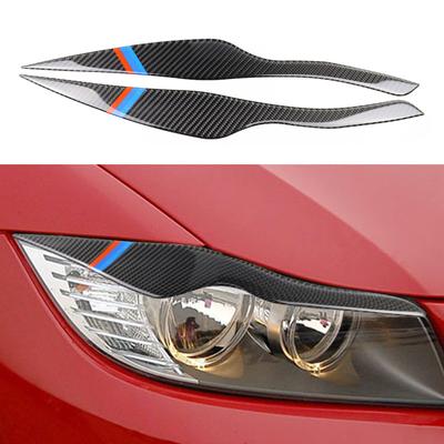 2PCS/Set Carbon Fiber Car Headlight Eyebrows Decoration Stickers For BMW E90 3 Series 2005-08 Auto Styling Exterior