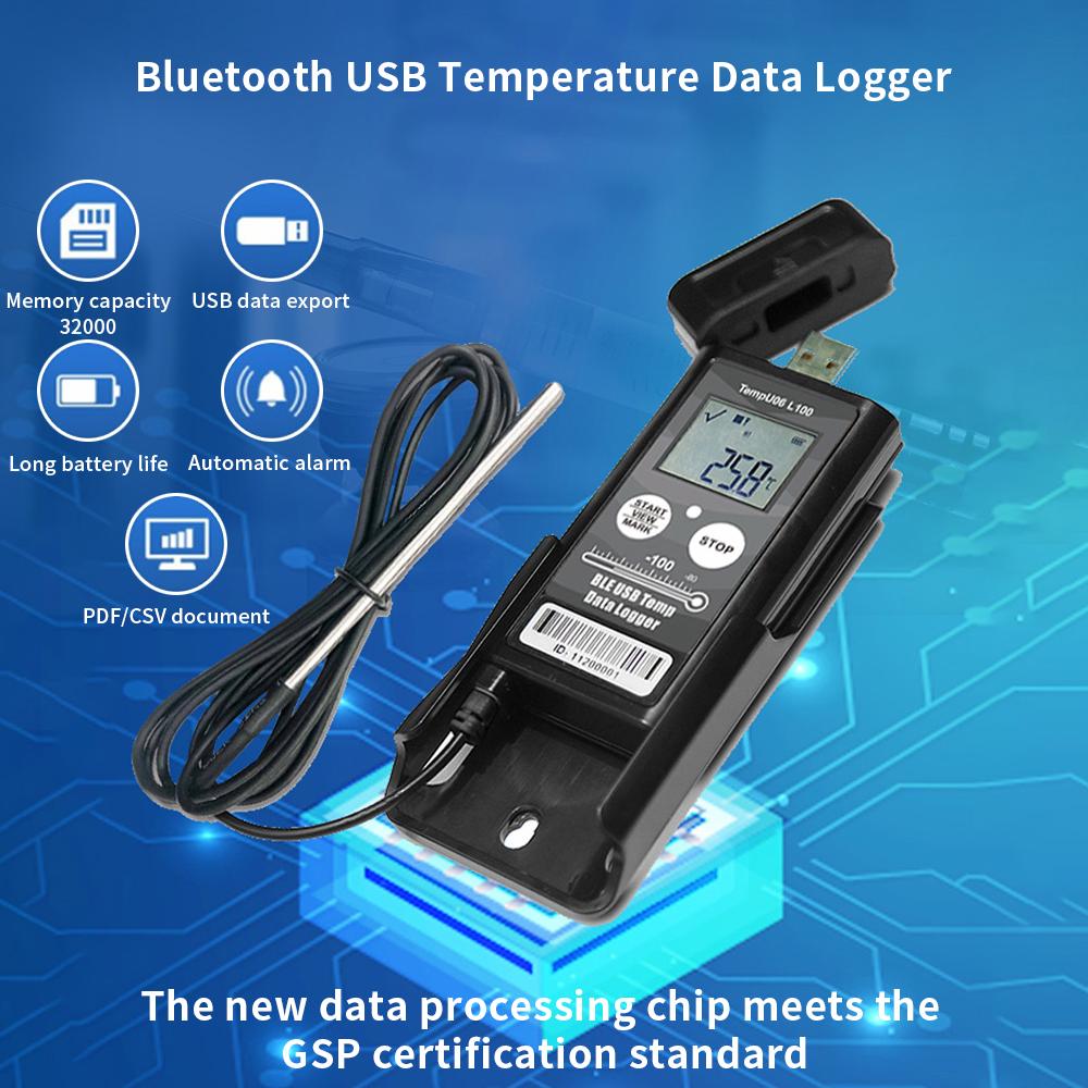 Bluetooth Temperature Datalogger USB Temp Recorder PDF Report Data Logger Ultra Low Temp Monitor Logger for Cold-chain Storage
