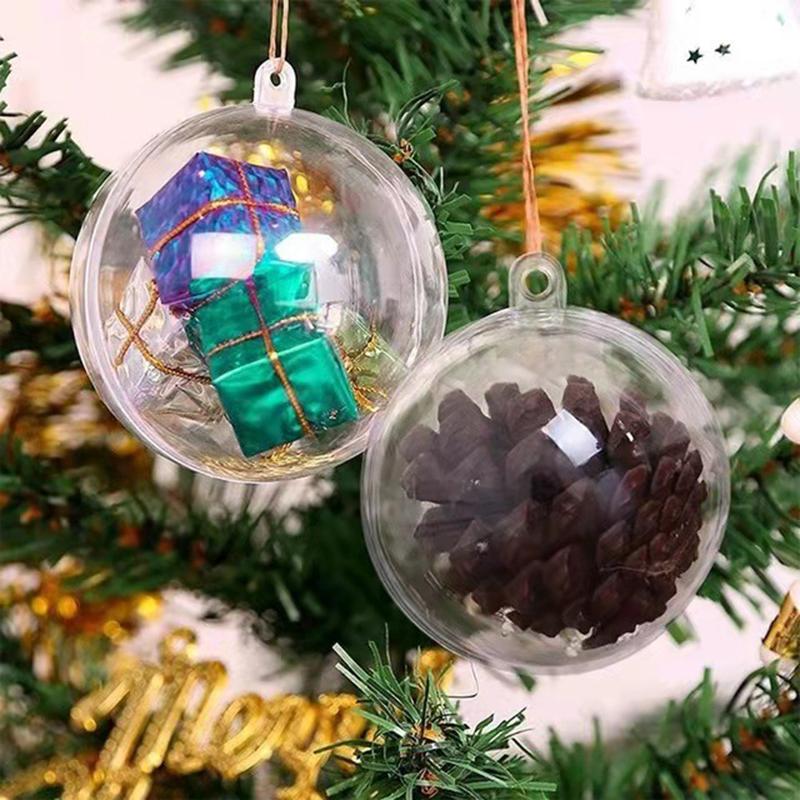 5/6/8/10cm Transparent Plastic Ball Christmas Tree Pendant Home Decoration Ball Christmas Hanging Gift Box New Year's Supplies