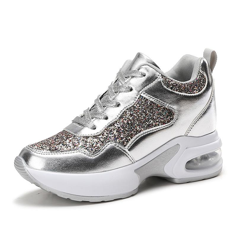 Women’s Platform Sneakers Casual Black Gold Silver Height Increase Girls Sneakers Plus Size Women’s Elevator Sport Shoes