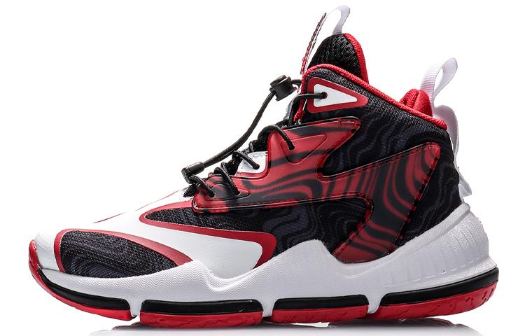 Li Ning для тат Высокие Баскетбольные Кроссовки Черно-Красные Белые Подростковые YKBQ008-1 33