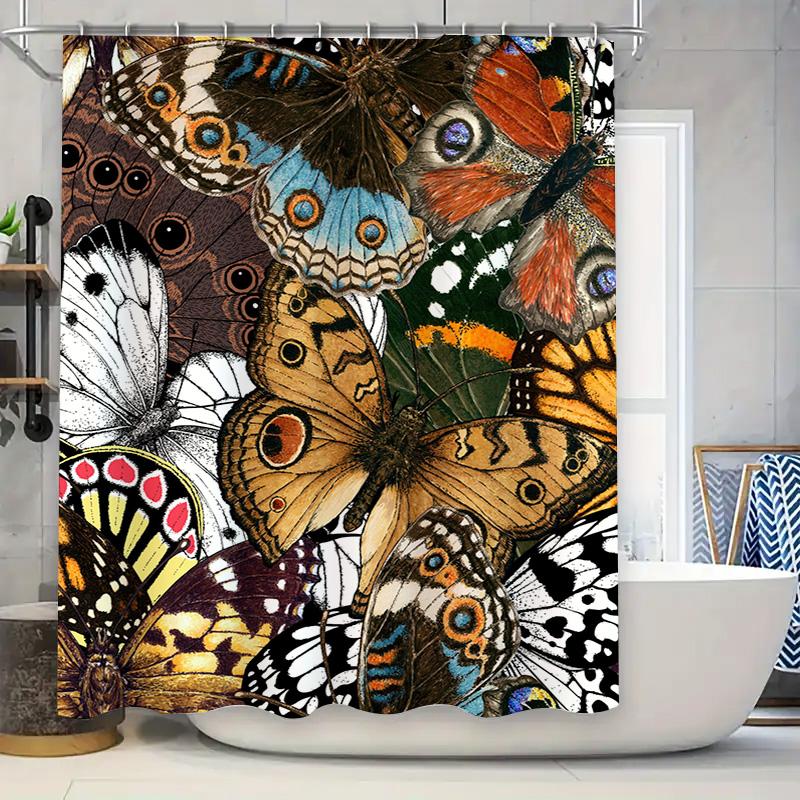 Beautiful Butterfly Print Shower Curtain Bath Home Decor Multicolor W60H190(CM)-1 Pcs