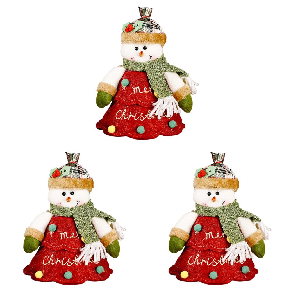 3pcs Fabric Storage Bags Reusable Xmas Treat Pouch Creative Doll Candy Bag Xmas Gift & Party Favor Bags for Gifts Apples Candy