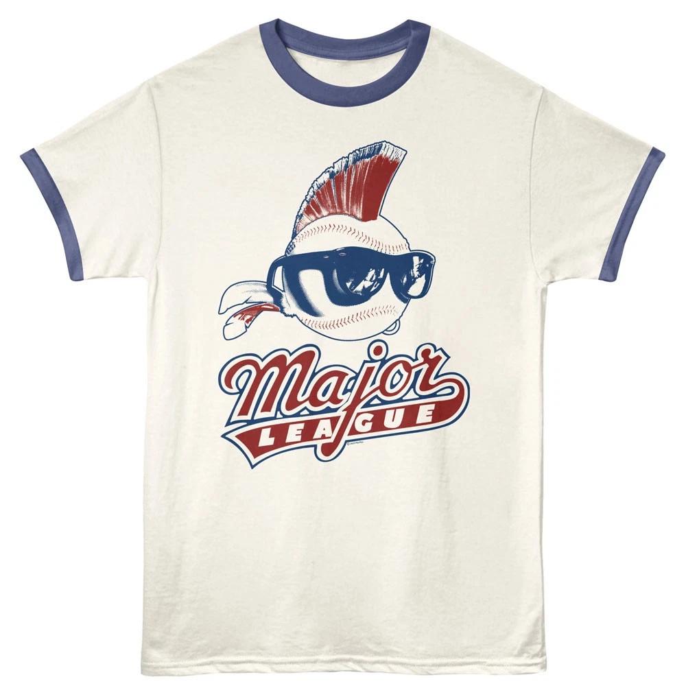 Major League Movie Logo Red Mohawk Baseball Men s Ringer T Shirt 2XL