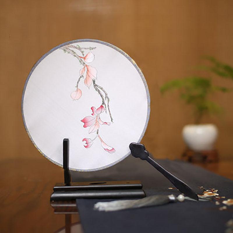 Suzhou-Double-sided Embroidery Hand Held Fan, Round Circular, Hand-embroidered Dance Silk Fan, Chinese Style Gifts, Hanfu Home