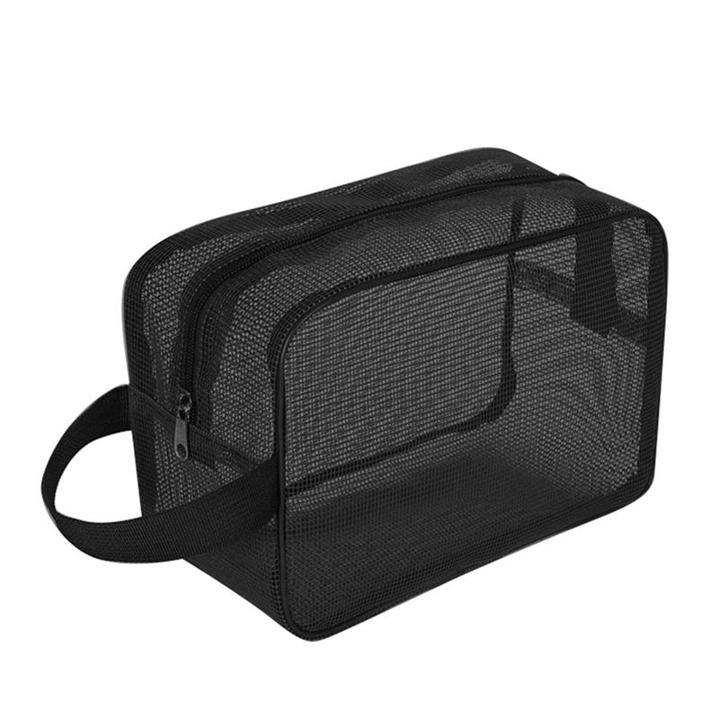 

Portable Mesh Storage Bag Travel Toiletry Bag Cosmetic Bag 30*20*10cm чёрный