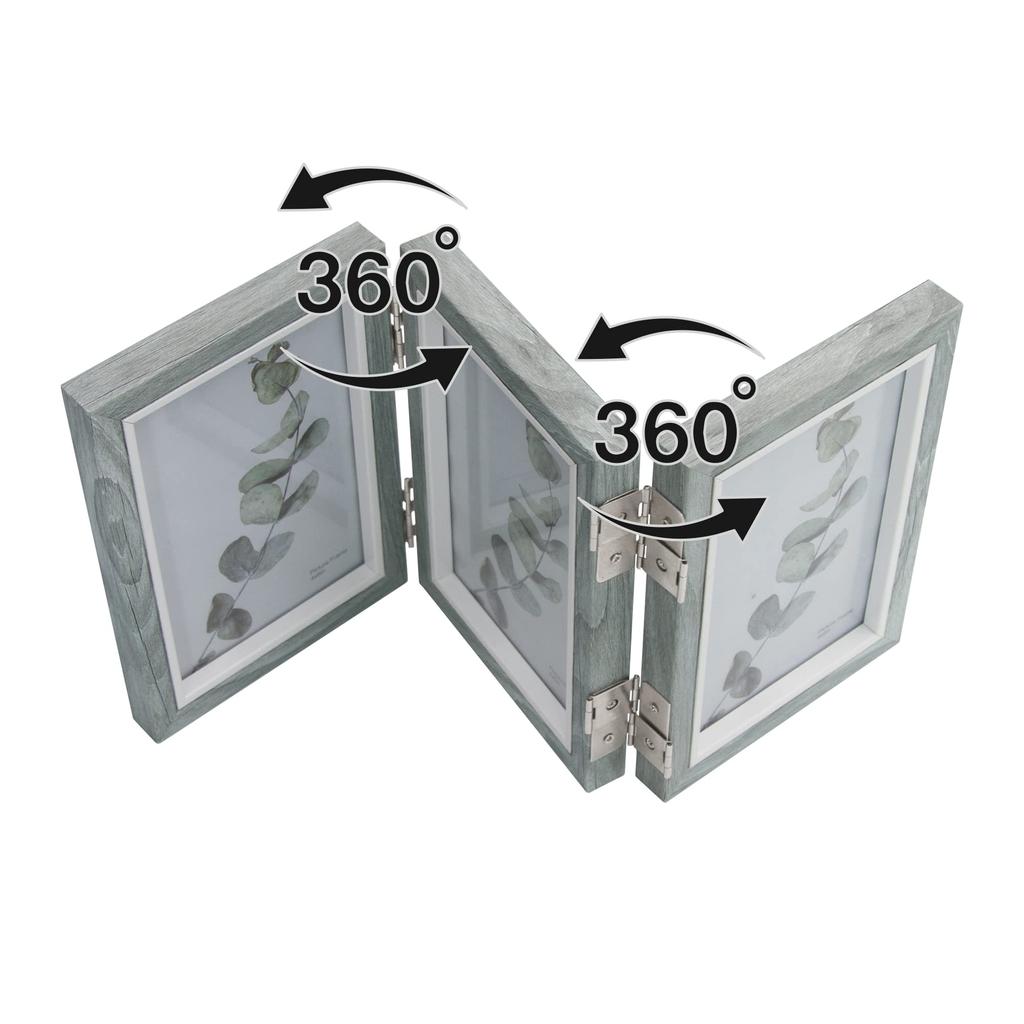 Rămă foto Afuly din lemn, cadou de nuntă, carte poștală, cu 3 fețe, elegantă, montabilă pe perete, gri, pliabilă, rotativă la 360°, ton, cadou, ziua de naștere, aniversare,