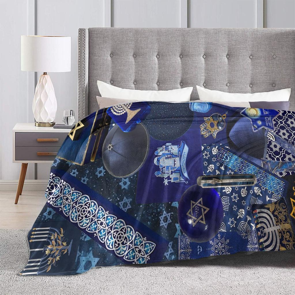 Dark blue Jewish Passover Blanket Quality Warm Throw Blanket Autumn Travel Office Living Room Funny Bedspread