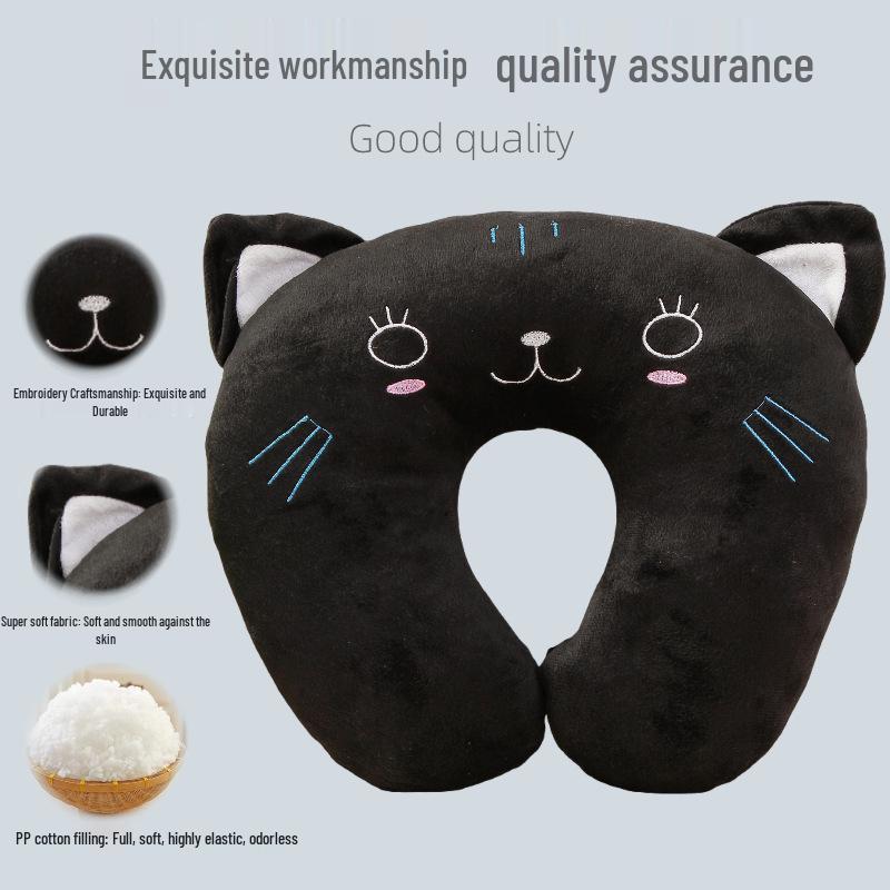 Cartoon Portable U-Shaped Neck Pillow - Foldable & Multifunctional for Travel