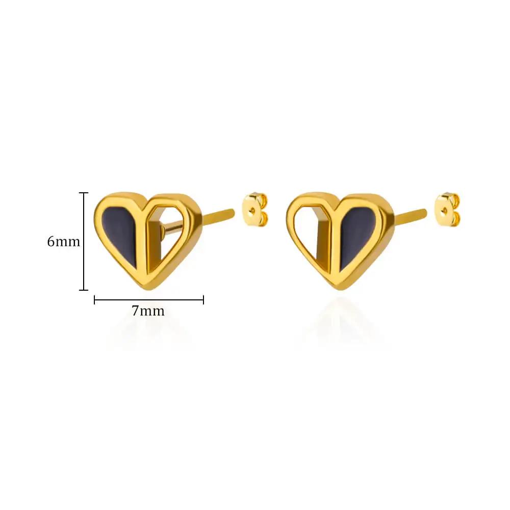 Stainless Steel Enamel White Heart Earring for Women Minimalist Gold Color Stud Earrings Waterproof Vacation Charm Zircon Gifts