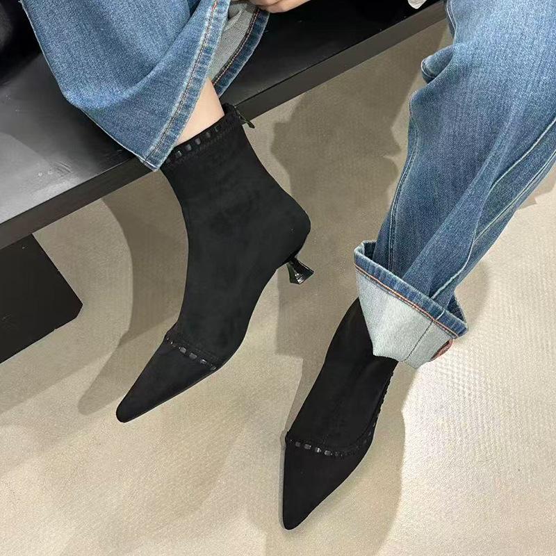 Pointed short boots women's 2025 autumn and winter new women's boots thin heel boots short boots high heels Martin boots thin boots