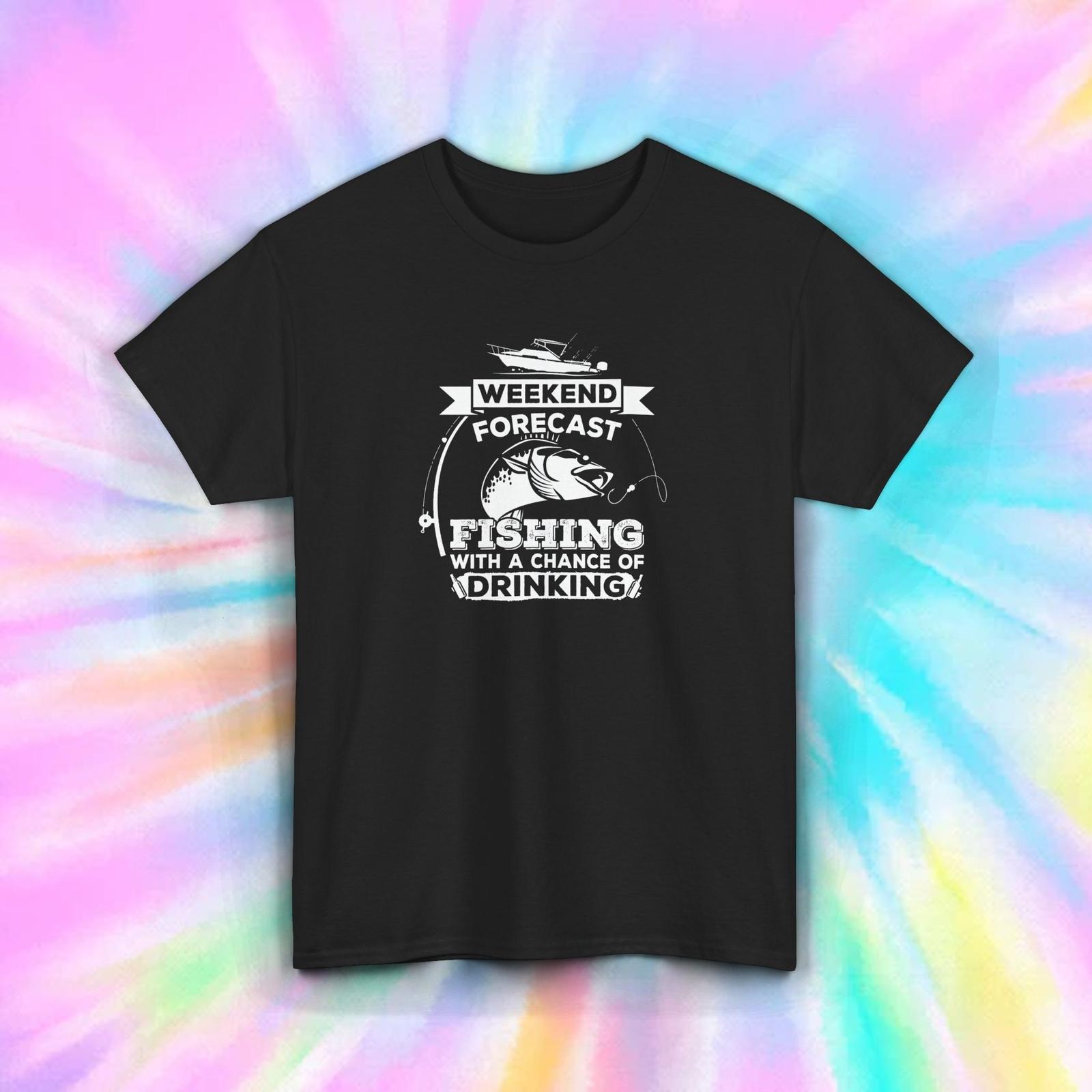 Fishing Drinking T-Shirt Mens Womens Tees Top Weekend Forecast Funny Fisherman Gift Tee S-5XL S