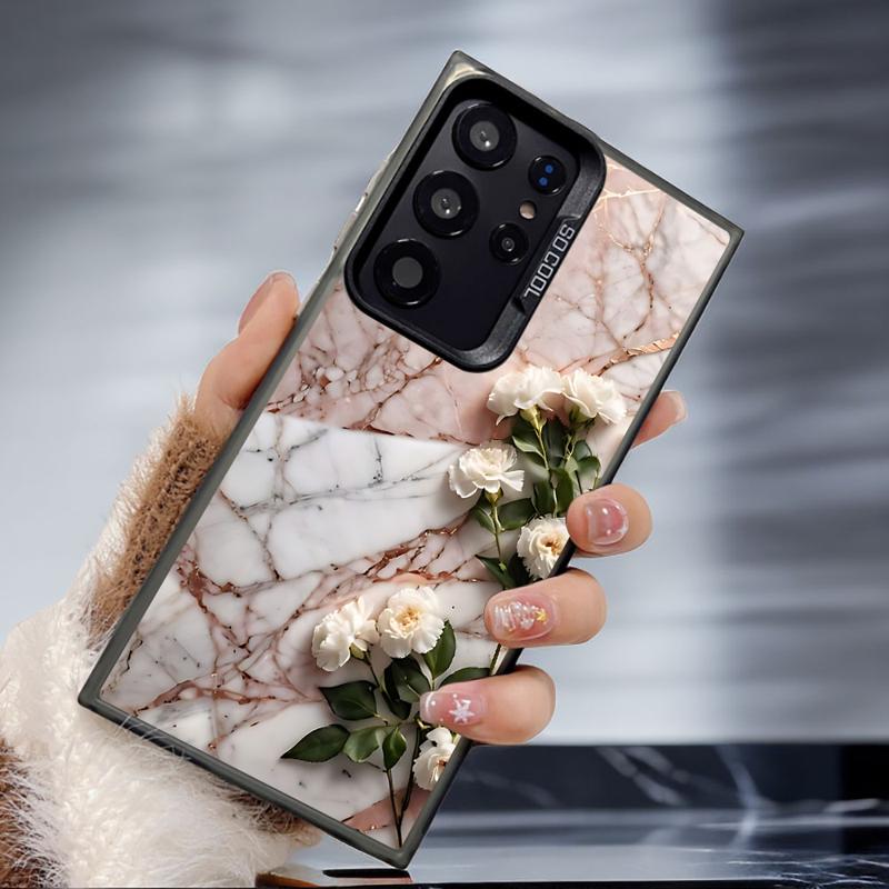 Flower Marble Phone Case for Samsung Galaxy S24Ultra S23 FE Note 20 Ultra S20 S21 S22 Plus S20fe S23Ultra 5G Silicone Soft