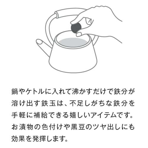 Ikenaga Iron Works Iron Ball, Iron Leaf, Nanbu Ironware, Iron Supplement, 2.7 x 19.8 x 0.8 cm (including chain), 11839