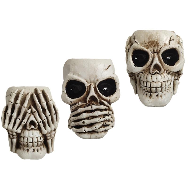 

ABFS 3PCS Gothic Skeleton Planter Container Office Planter Succulent Plant Organizer Halloween Ornament