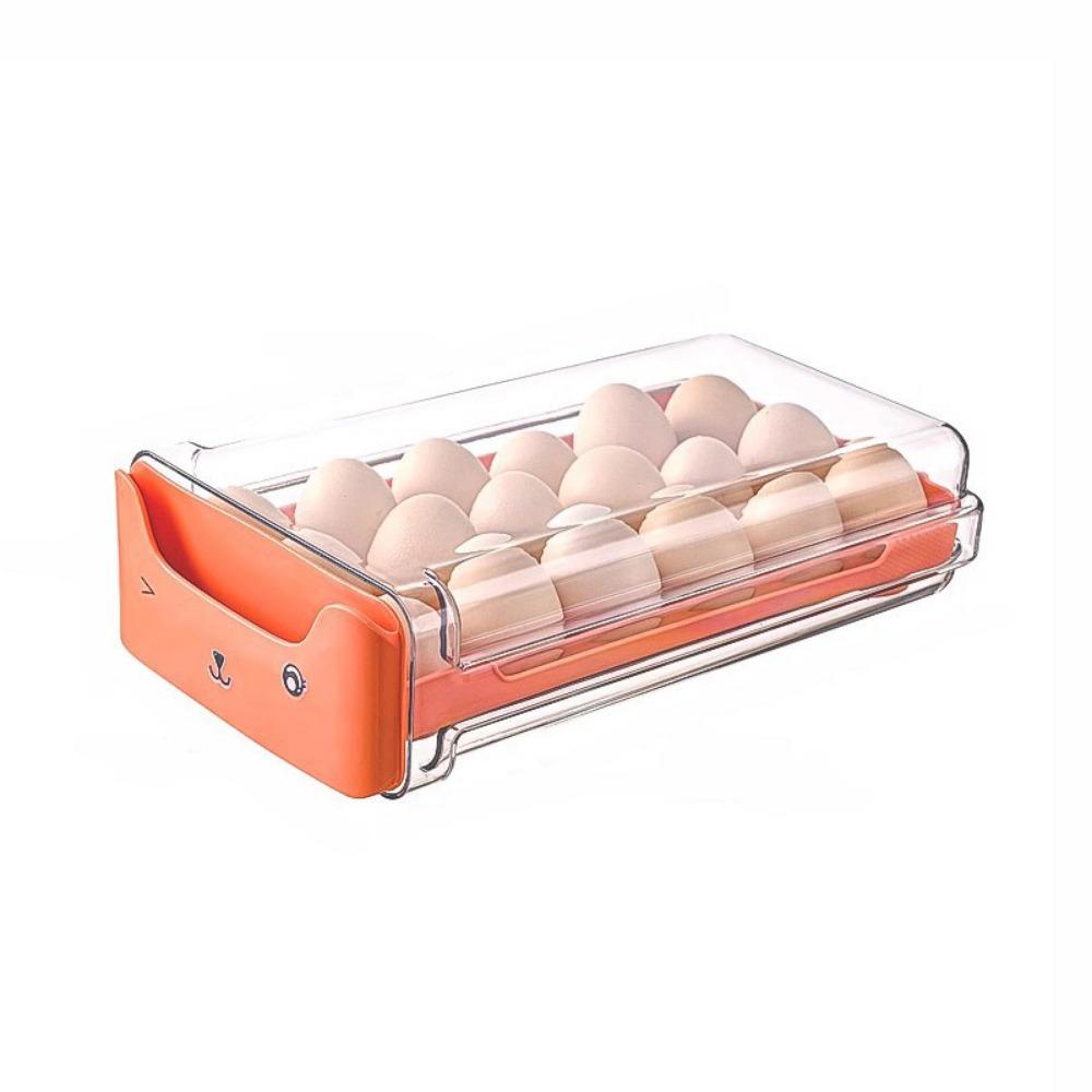 

Fresh-keeping Egg Storage Box Transparent Egg Basket 18/36 Grid Egg Container Refrigerator Orange-Single Layer